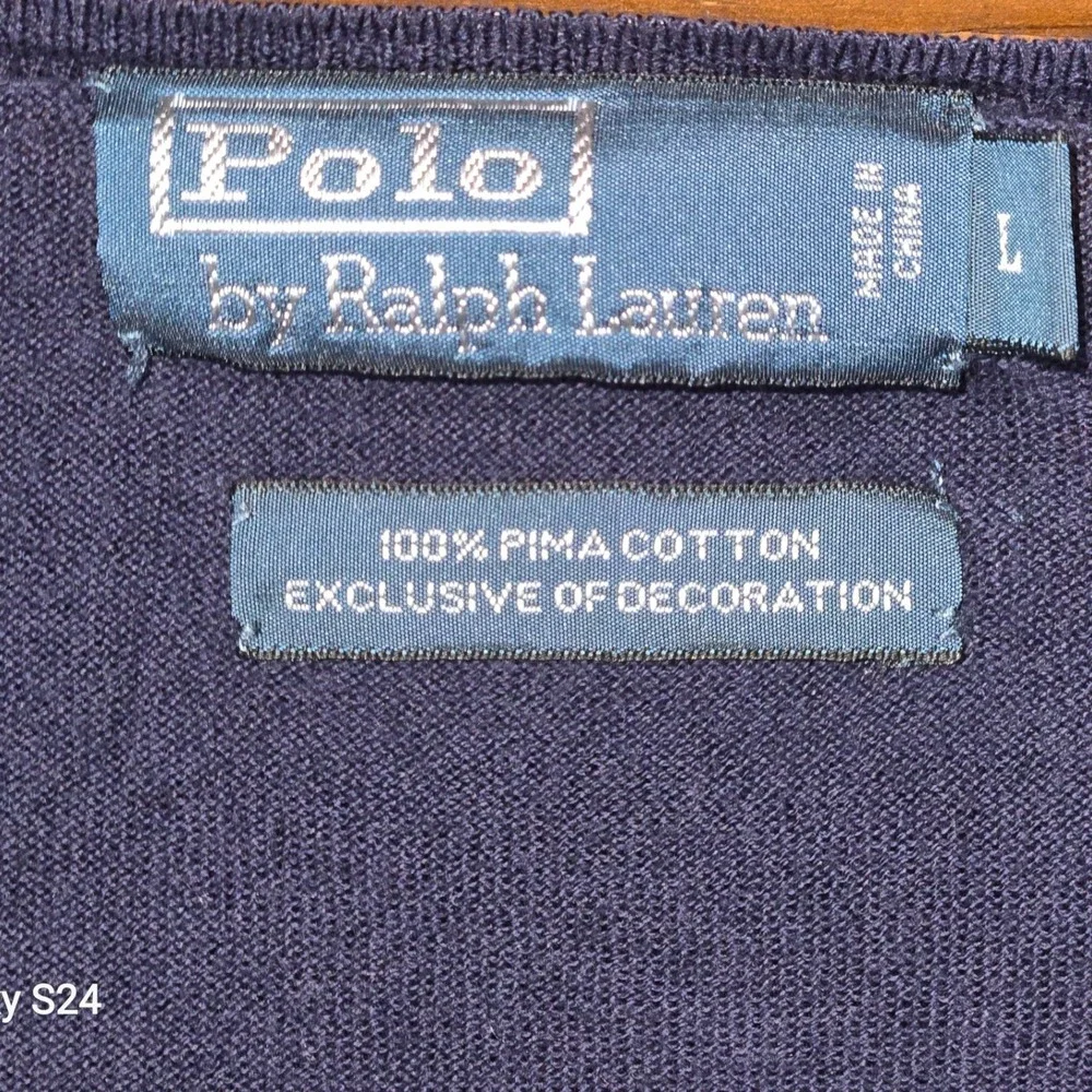 Polo Ralph Lauren Navy‎ Blue V Neck Pima Cotton Sweater Men's L